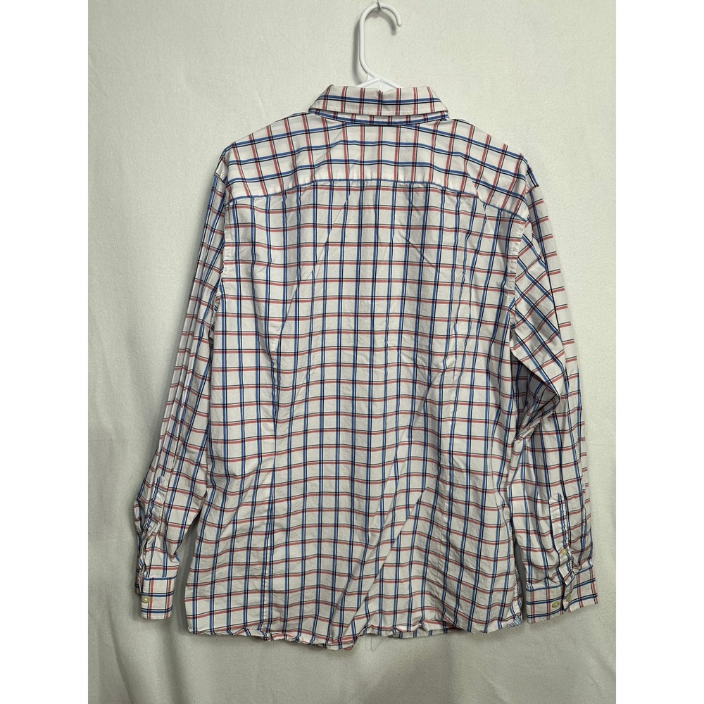 Banana Republic Mens XL Supima Cotton Plaid Button Down Shirt White Red - Picture 6 of 9